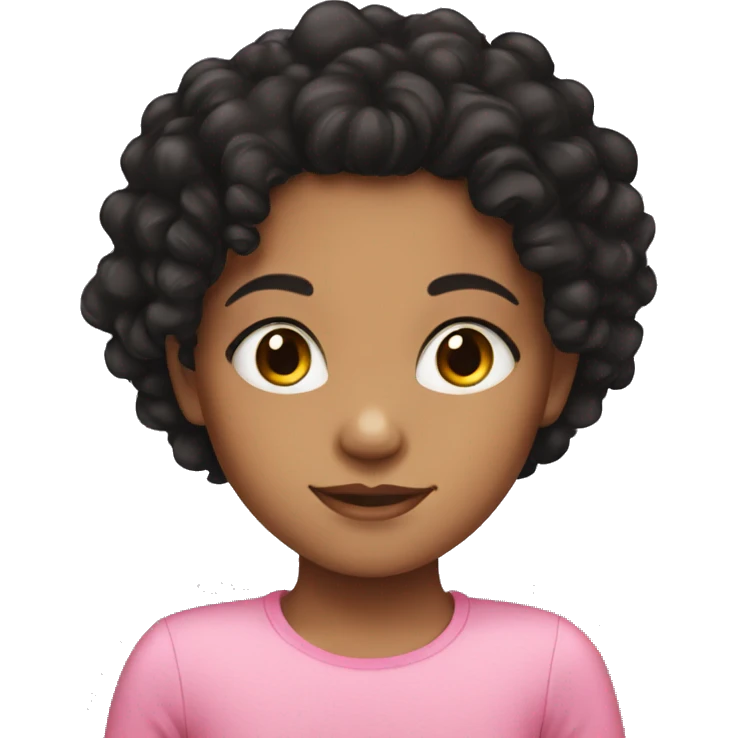 Mixed child  girl with black curly hair  emoji