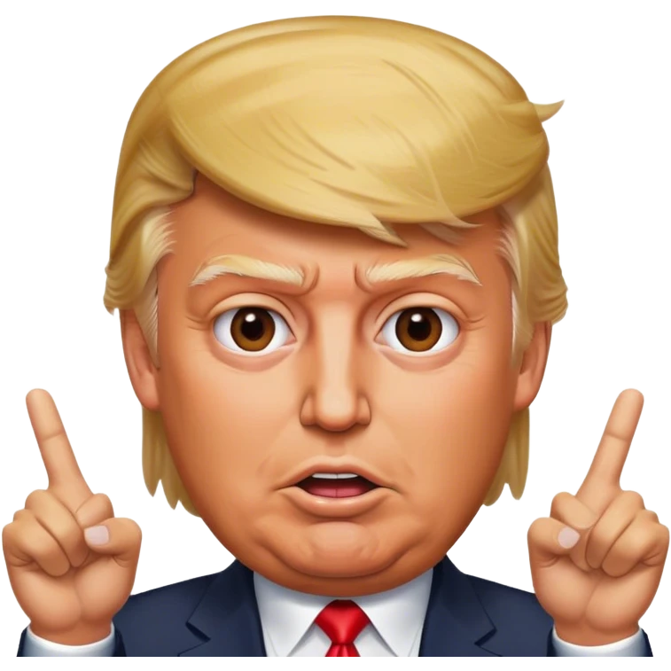 Super-realistic Donald Trump shows victory, realistic face emoji