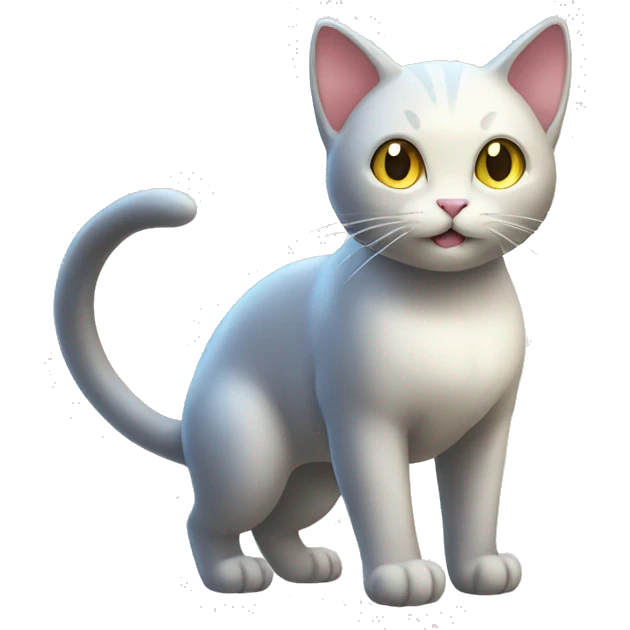shiny cat-Pokémon standing on white emoji