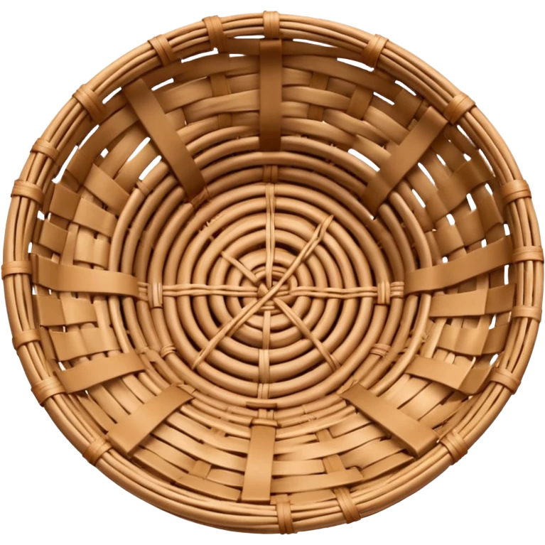 emoji of a shallow wicker basket seen from above, almost empty except for a few scattered crumbs, symbolizing low carbs, bold lines, flat colors, gentle gradients emoji