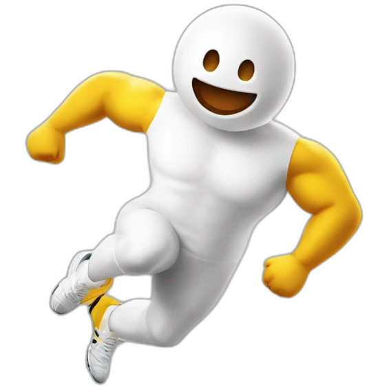 Un bonhomme an habit de sport qui fait un saltot emoji