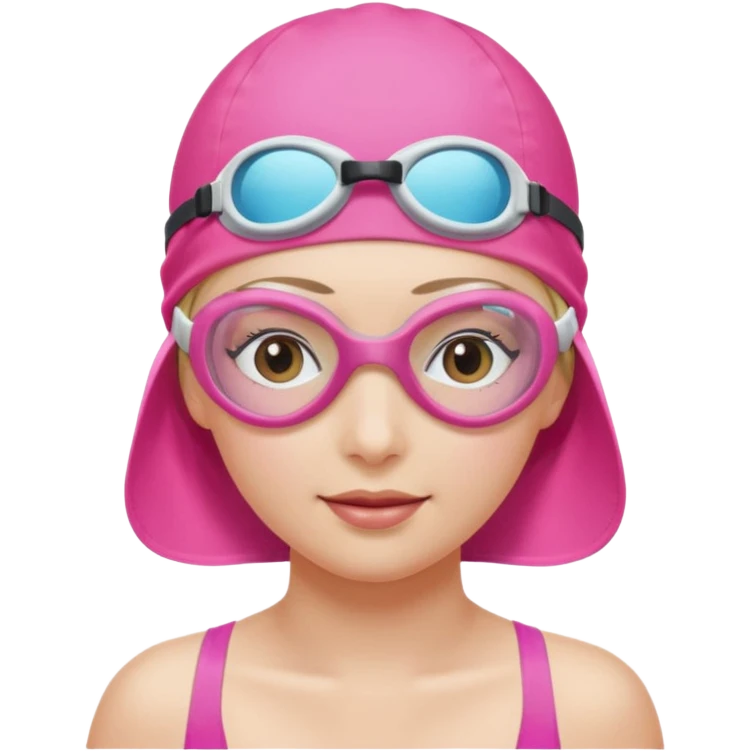 woman pink swim cap goggles emoji