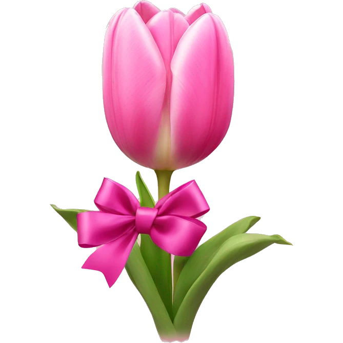 Pink tulips with a bow emoji