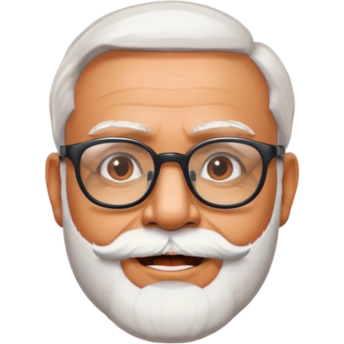 prime minister modi as a friendly emoji, with glasses and white beard emoji