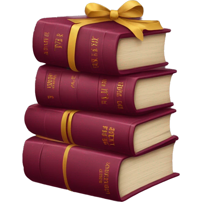 burgundy books stacked up and tied together by a burgundy bow emoji