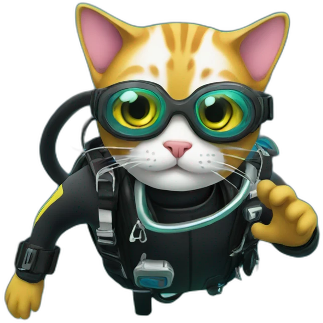 Cat scuba diving emoji