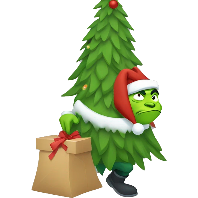 grinch stealing a christmas tree emoji
