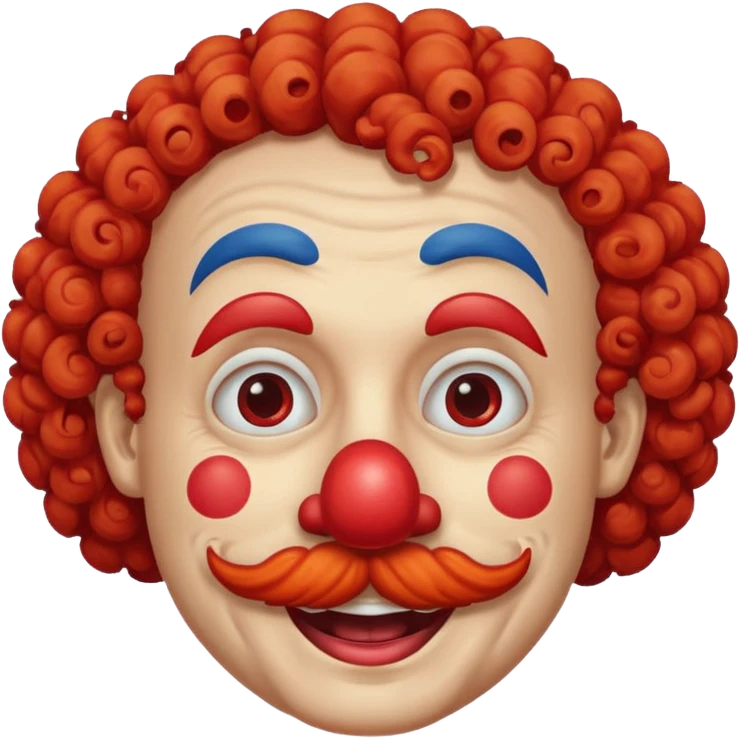 Classic clown — curly mustache, red nose emoji