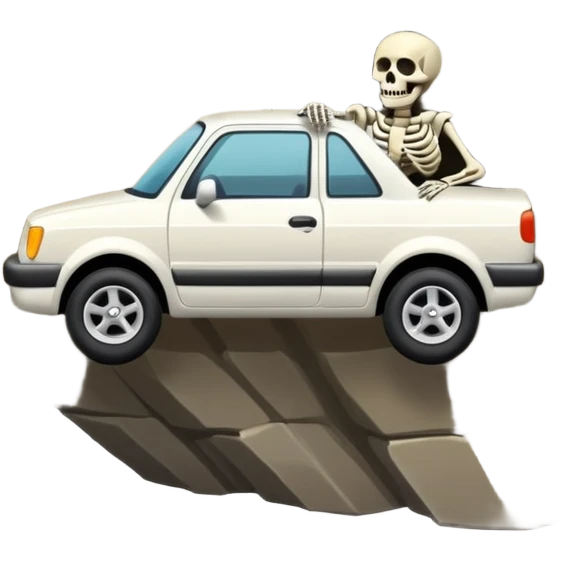 Skeleton driving over a cliff emoji