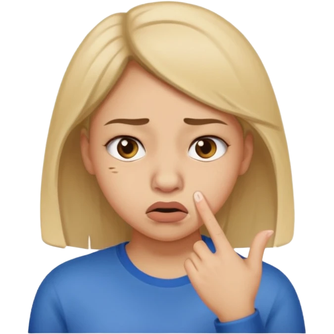 Create an emoticon. It needs to be a girl's face. She is blocking her nose to avoid the bad smell. emoji
