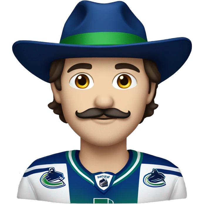 handsome brunette vancouver Canucks fan with moustache and hat emoji
