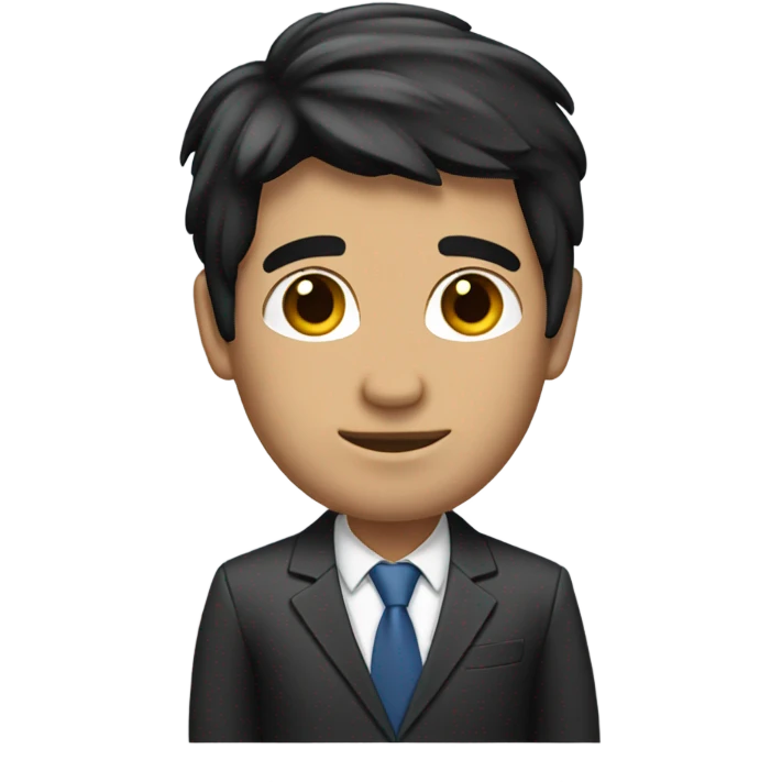 business man short straight black hair fluffy emoji