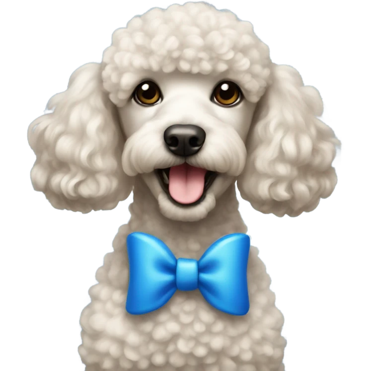 Poodle with a blue bow on head emoji