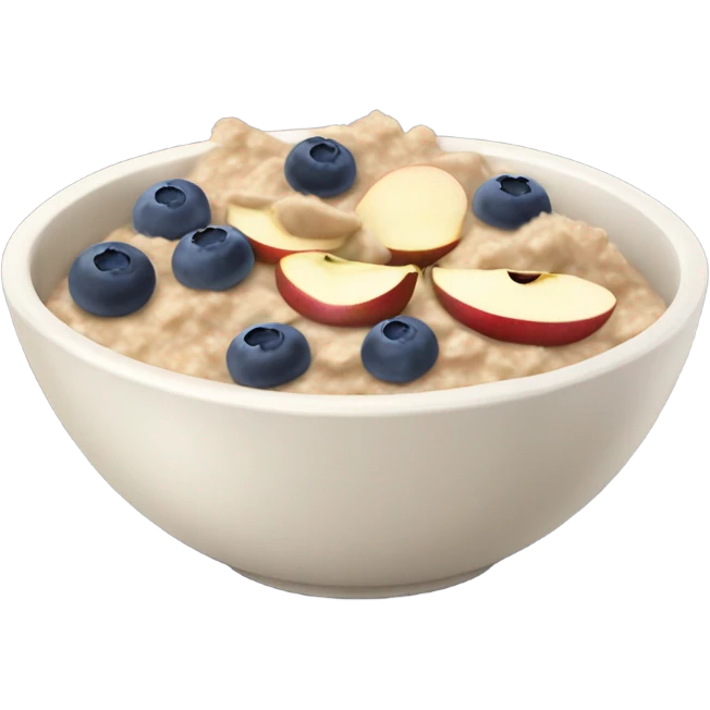 oatmeal in a bowl topped with apple blueberries and dark chocolate emoji