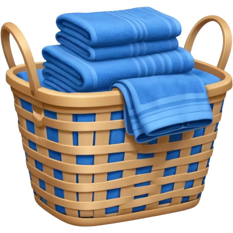 laundry basket with blue towels emoji