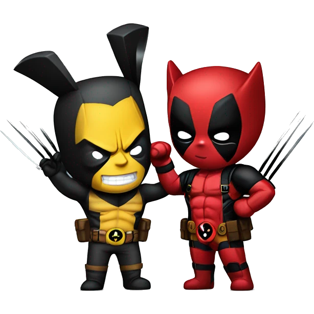 Deadpool and wolverine making a heart emoji