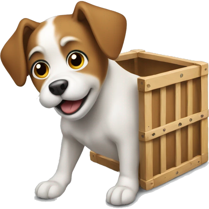 Dog trying to escape from her crate emoji