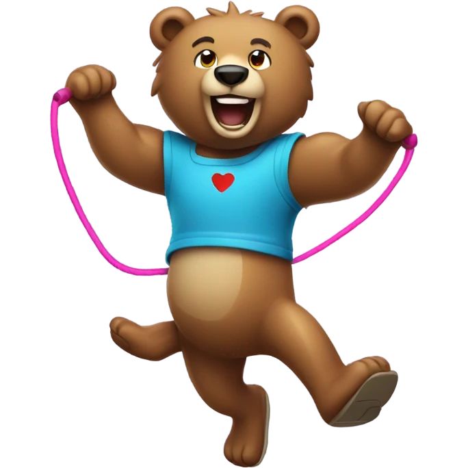 Bear using a jump rope emoji