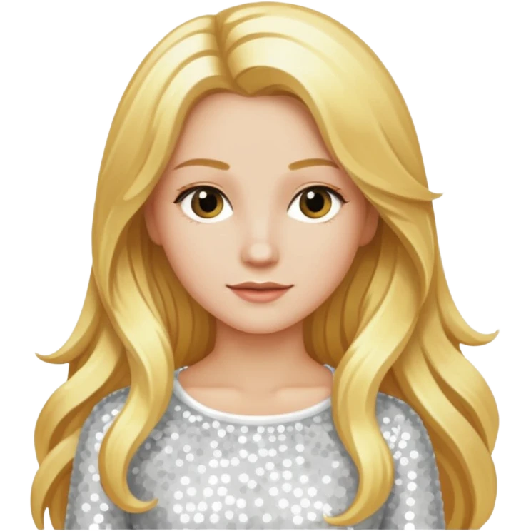 Katharina Siegel with long golden blonde hair, white sequin outfit emoji