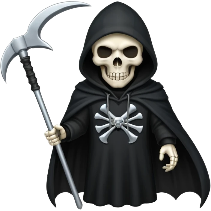 zoomed black hood skull scythe emoji