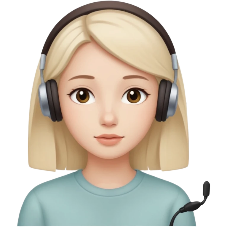 woman listening to ASMR, soft color palette, smooth edges, serene face emoji