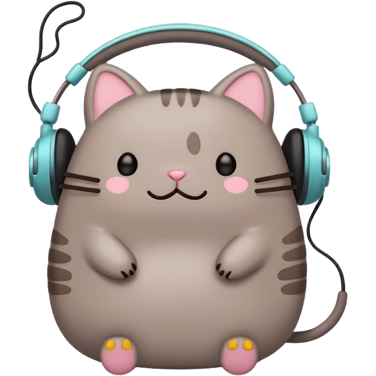 Pusheen with earphones  emoji