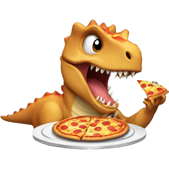 dinosaur eating pizza emoji