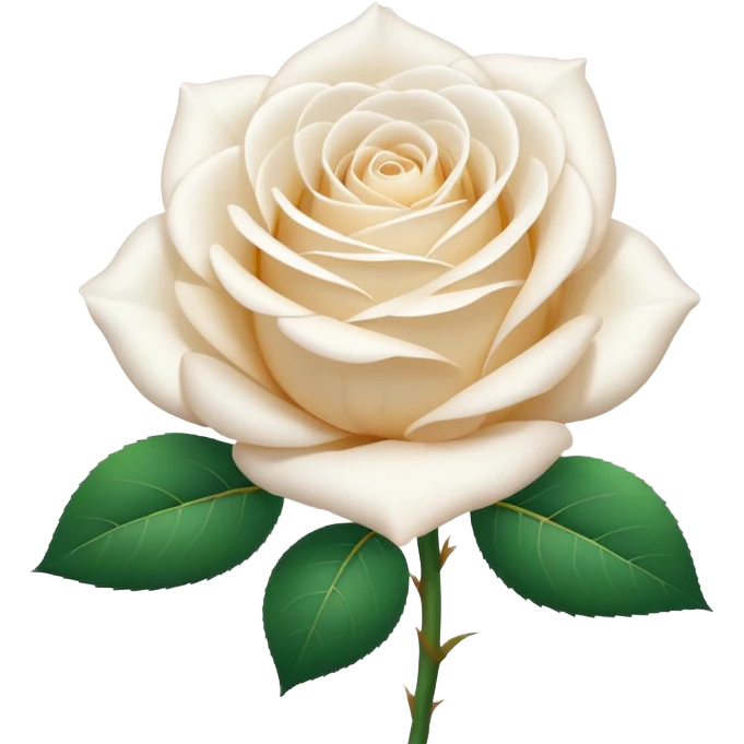 A white rose emoji in iOS emoji style, clean and smooth vector illustration, soft lighting, subtle gradients, minimal and cute, centered, transparent background, high clarity, no outline, no text
 emoji