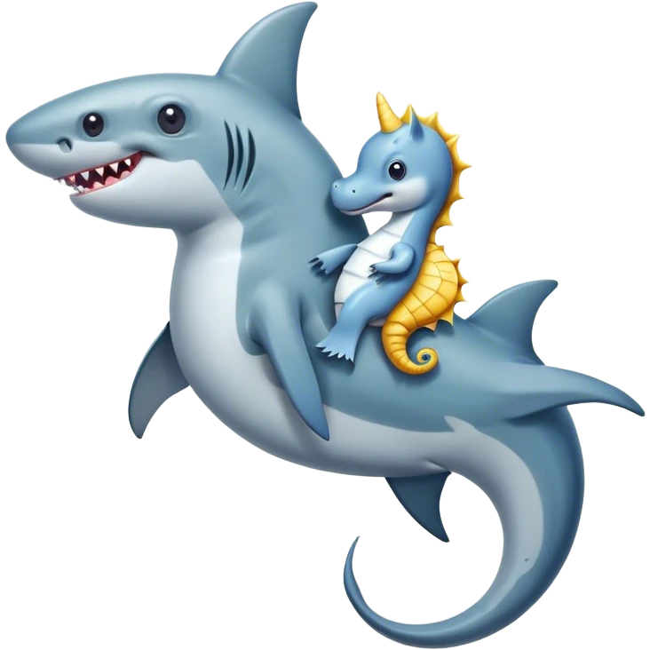 Shark riding a seahorses back emoji