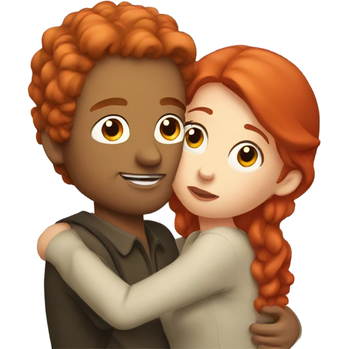 Girl with red hair kissing man  emoji