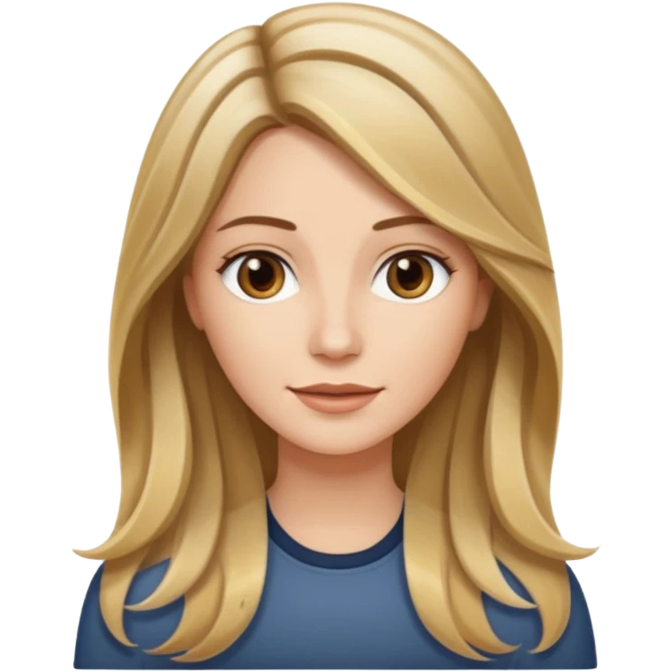 Mulher branca, cabelos longos liso com as pontas ondulado castanho com loiro com luzes  emoji