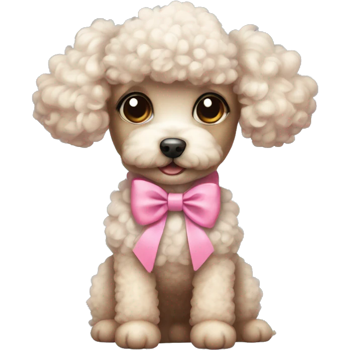 cute poodle wearing a pink bow emoji