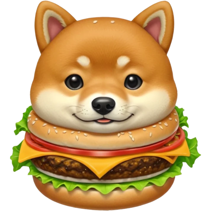 Shiba Jasper eating burger emoji
