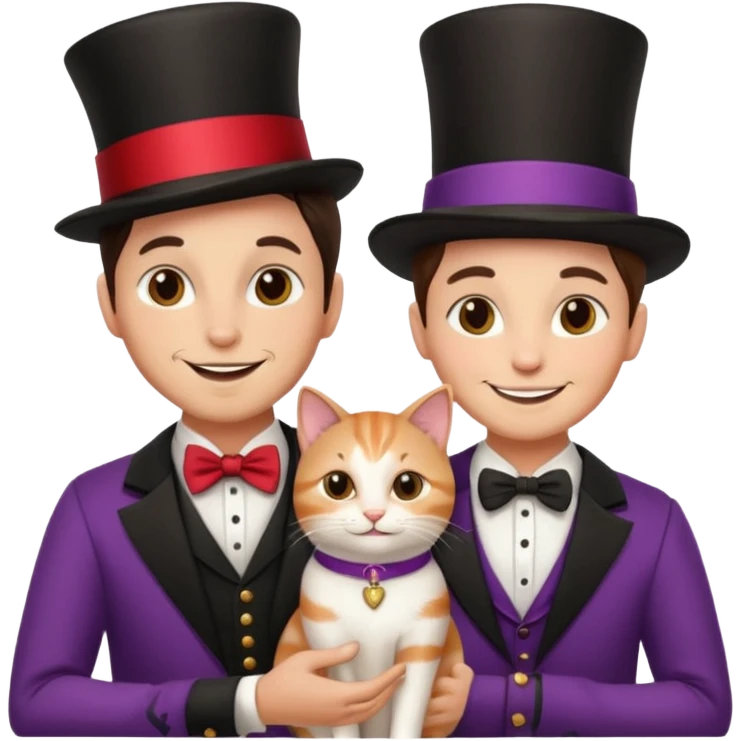 magician couple and their pet cat emoji