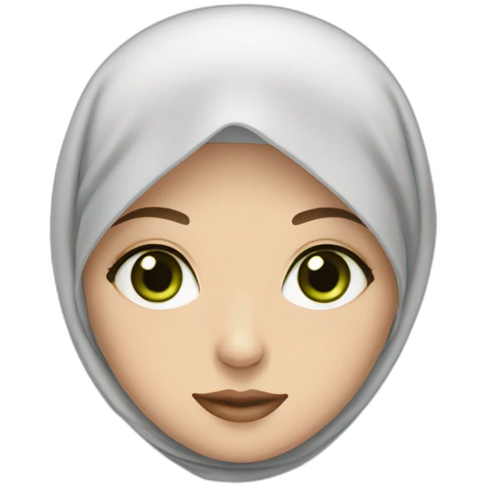 a white woman hijab muslim with green eye and rosy skin emoji
