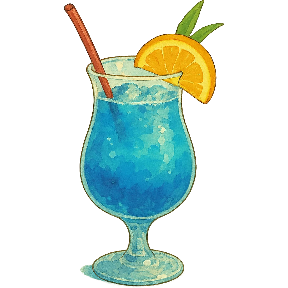 blue curaçao tropical cocktail in a hurricane glass emoji