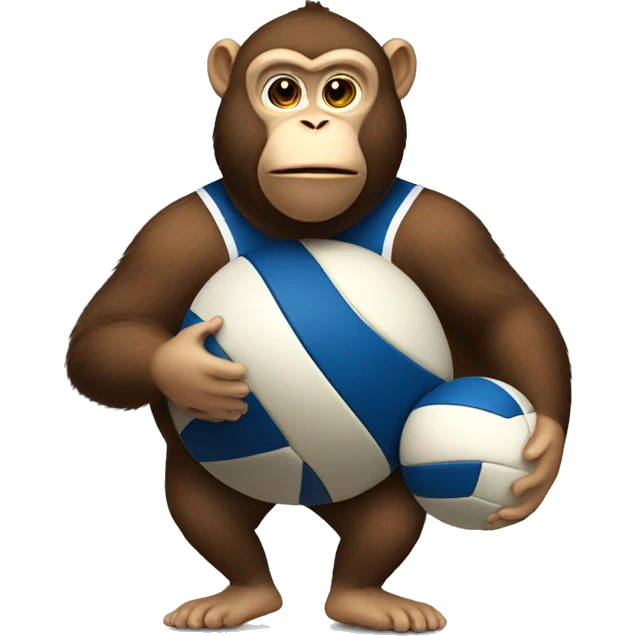 Fat monkey with volleyball emoji