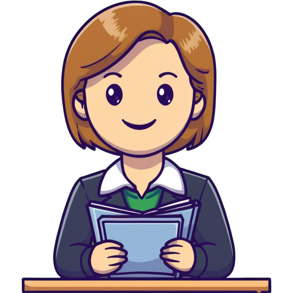 smiling teacher with light brown hair and green eyes emoji