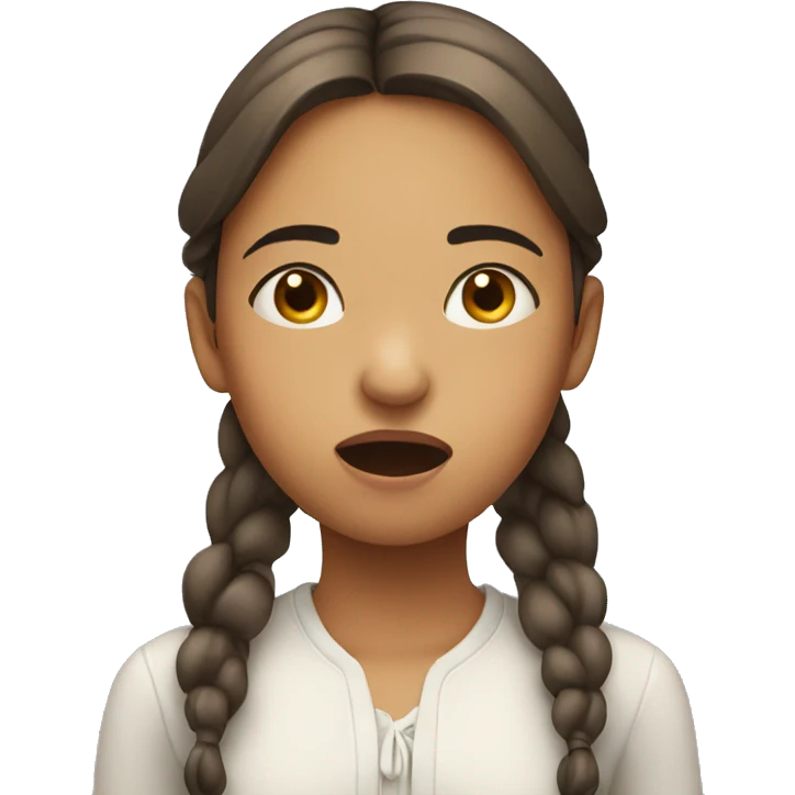 Girl holding her breath, with her cheeks full. emoji