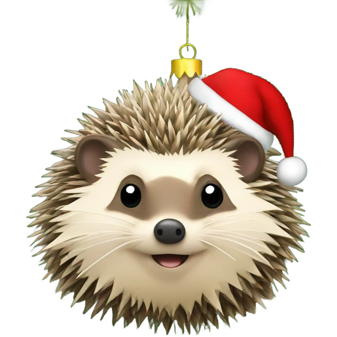 Hedgehog on a Christmas tree emoji