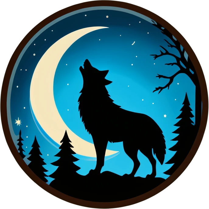 Wolf with moon emoji