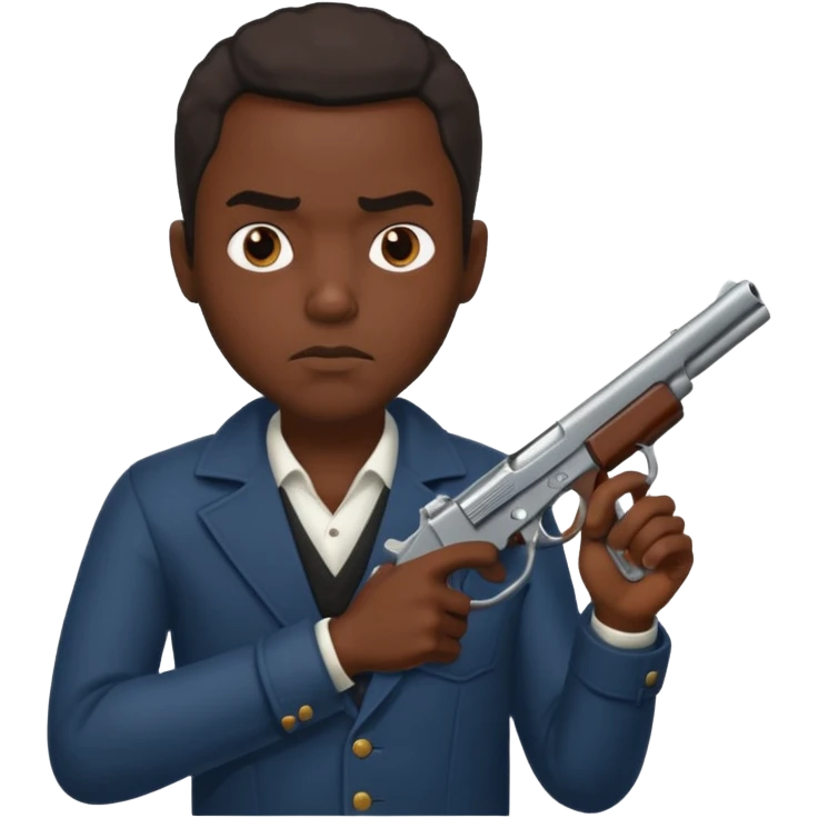 Black guy in a Shystie holding a gun emoji
