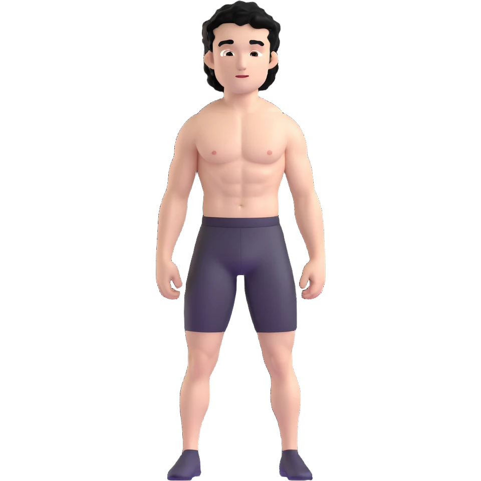 shirtless male athlete with white skin and black curly hair on top with shaved sides emoji