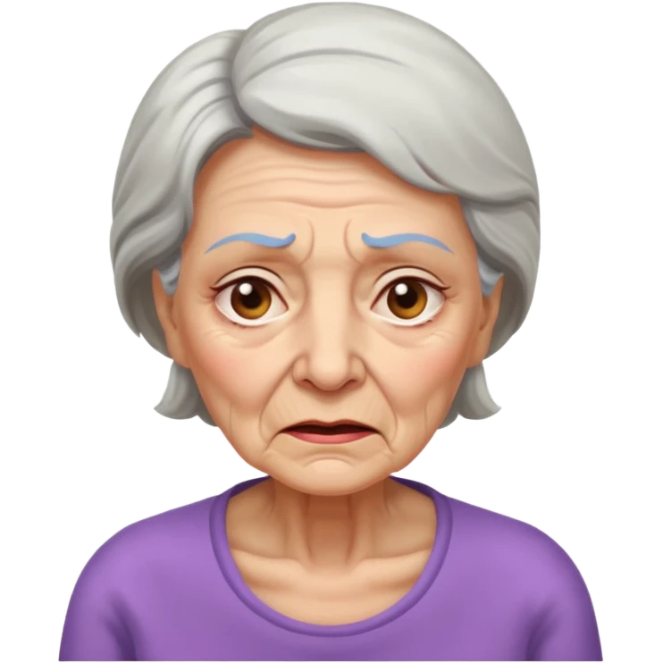 mulher idosa tentando nao fazer xixi com expressaõ de dor emoji