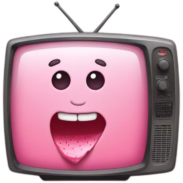 A pink TV with strawberry icecream emoji