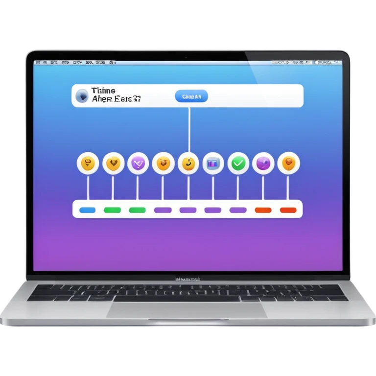 macbook showing you timle in screen for after effect emoji