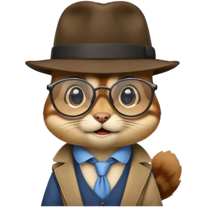 chipmunk with glasses and fedora emoji