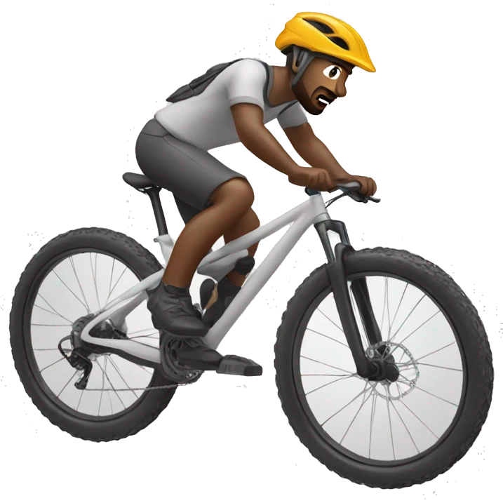 man on white mountainbike riding emoji