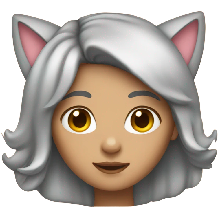 Girl wearing cat ears emoji