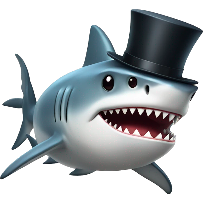 shark with tophat emoji